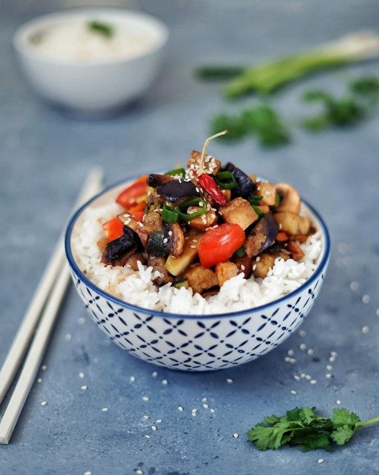 baklažánové stir-fry