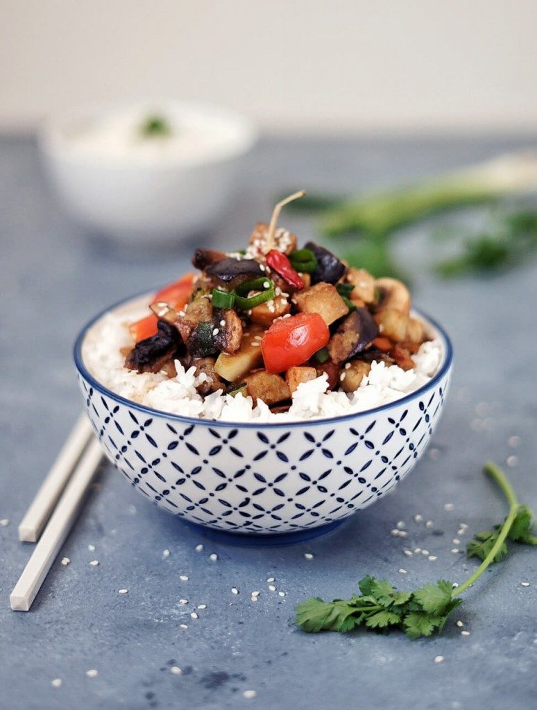 baklažánové stir-fry s tofu