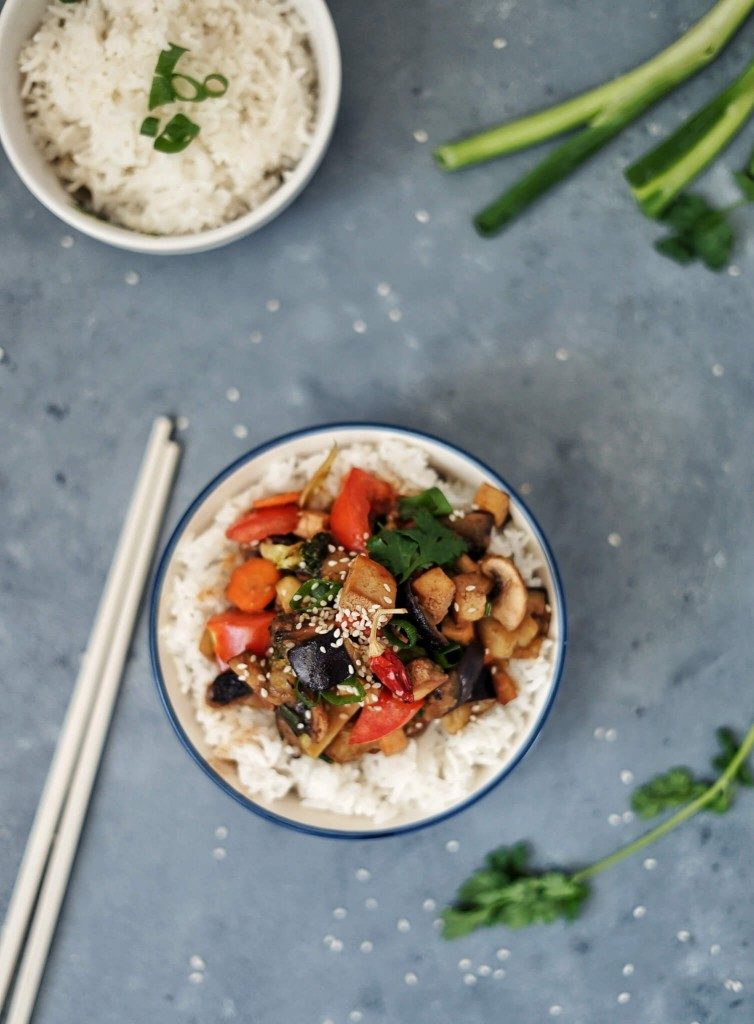 baklažánové stir-fry