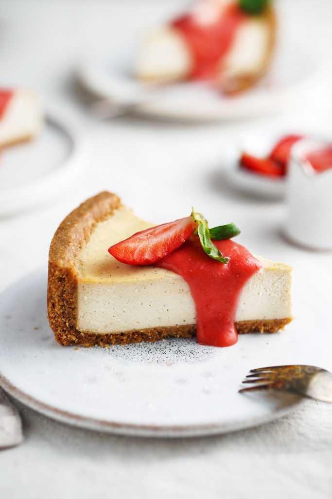 vegánsky cheesecake tvarohový koláč a jahodový curd