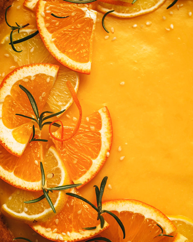 Svieži pomarančový tart (vegan)