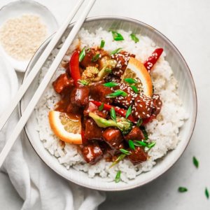 vegan tofu v pomarančovej omáčke