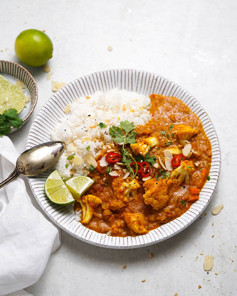Indické curry so šošovicou a karfiolom vegan