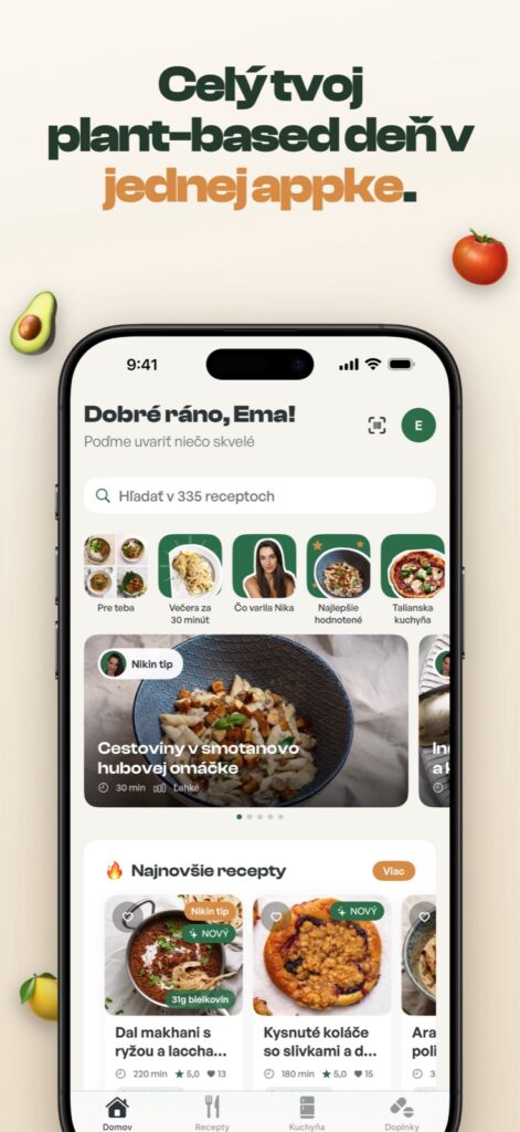 Tofu: celý plant-based deň v jednej appke – úvodná obrazovka